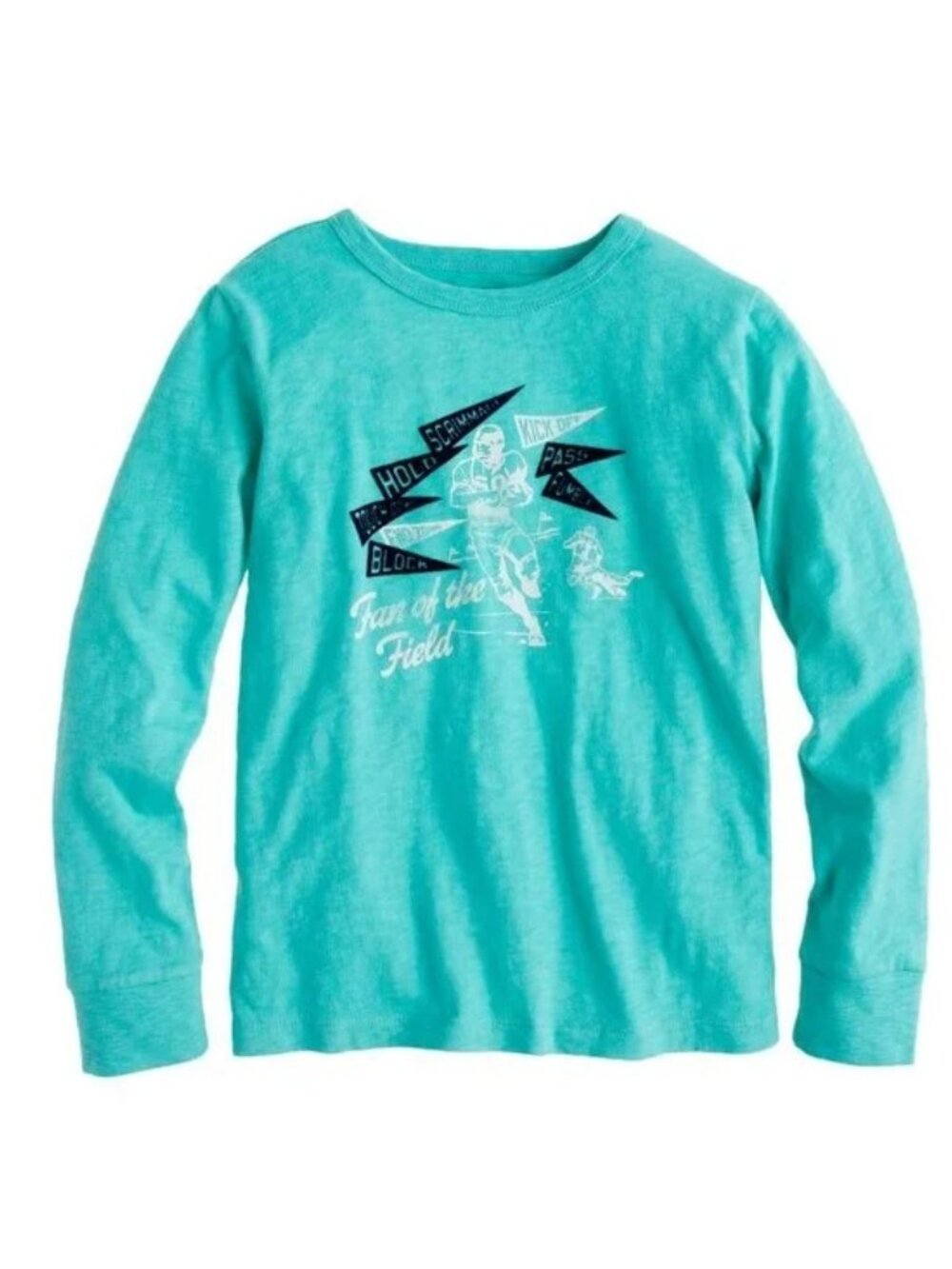 Crewcuts dusty emerald green long sleeve football scrimmage crewneck t-shirt